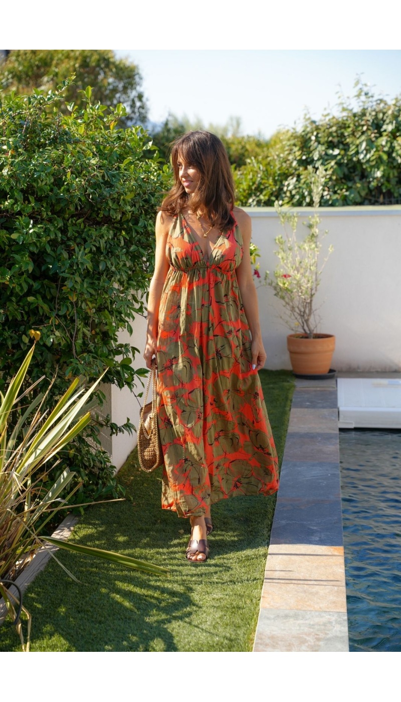 ROBES FEMME KAKI ORANGE E26