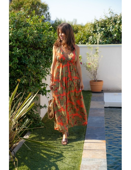 ROBES FEMME KAKI ORANGE E26