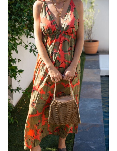 ROBES FEMME KAKI ORANGE E26