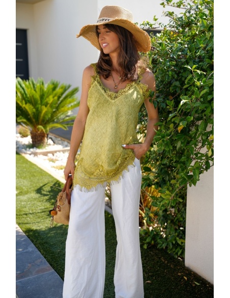 PANTALON FEMME CEINTU BLANC E26