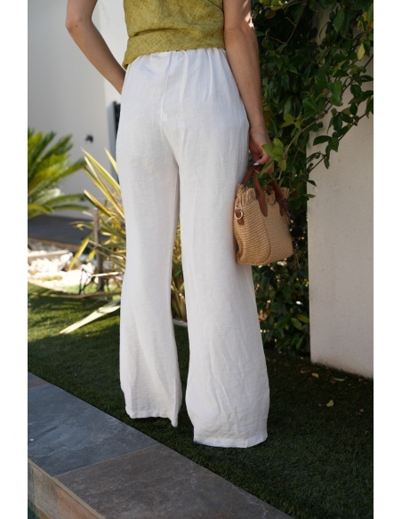 PANTALON FEMME CEINTU BLANC E26
