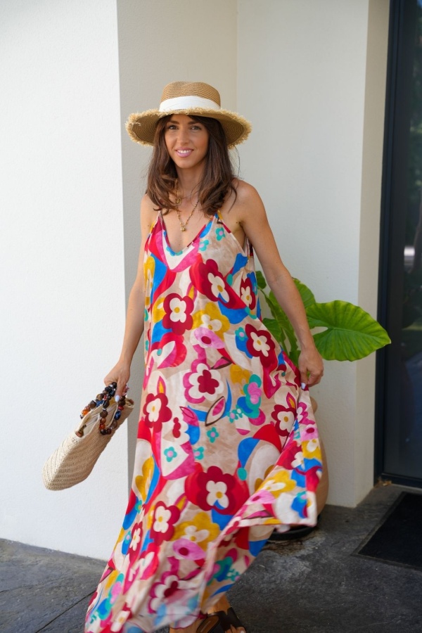 ROBES FEMME FLEURS ROUGE E26 2