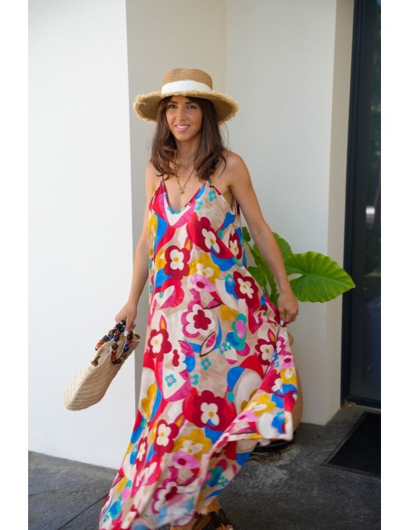 ROBES FEMME FLEURS ROUGE E26
