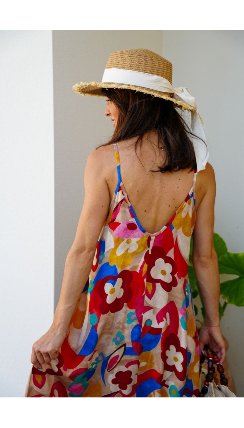 ROBES FEMME FLEURS ROUGE E26