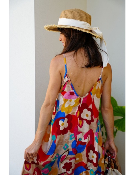 ROBES FEMME FLEURS ROUGE E26