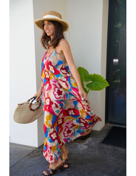 ROBES FEMME FLEURS ROUGE E26