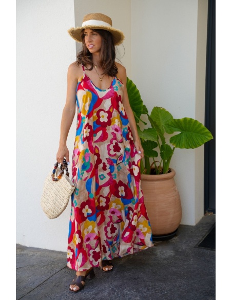 ROBES FEMME FLEURS ROUGE E26