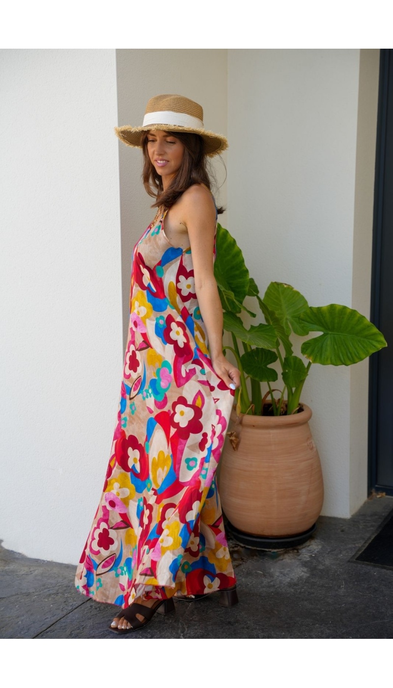ROBES FEMME FLEURS ROUGE E26