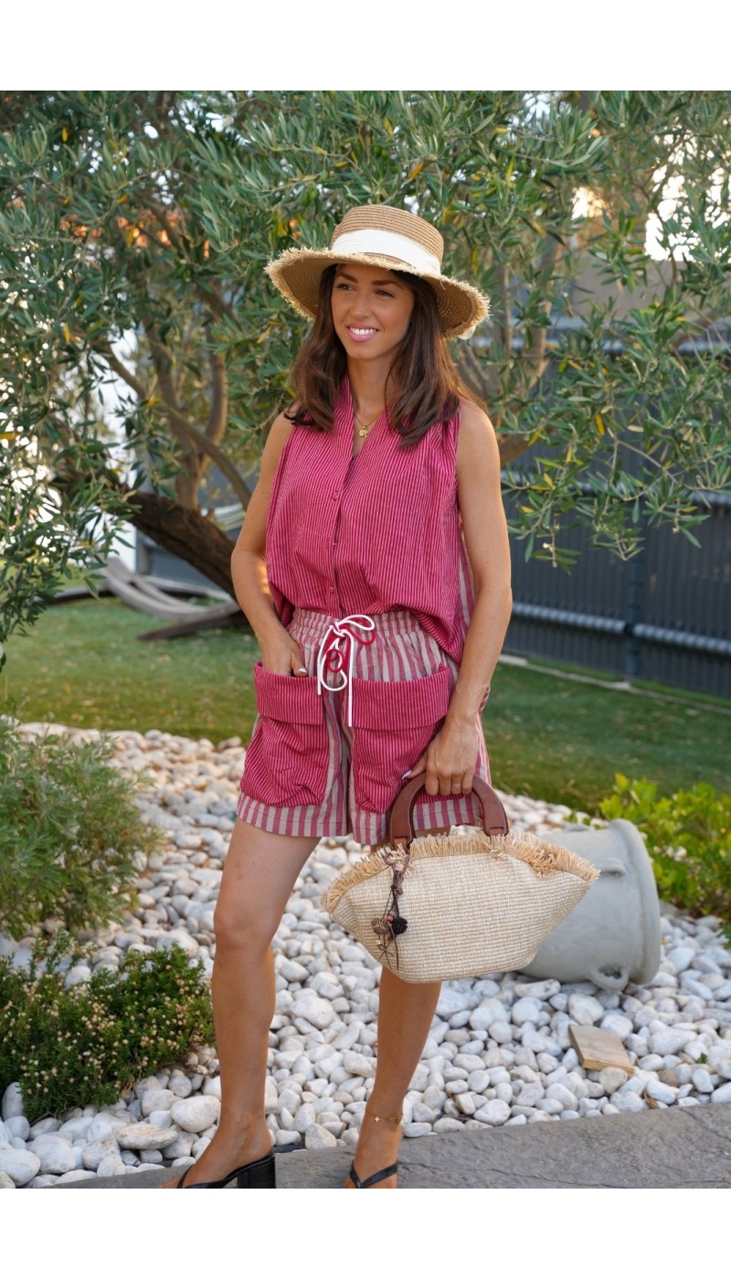 SHORTS FEMME RAYE ROUGE E26