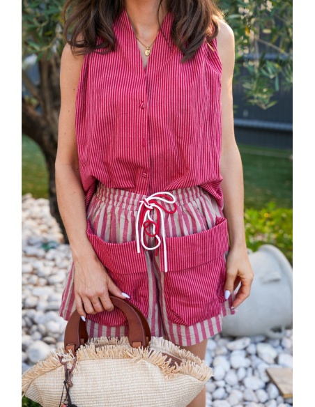 SHORTS FEMME RAYE ROUGE E26