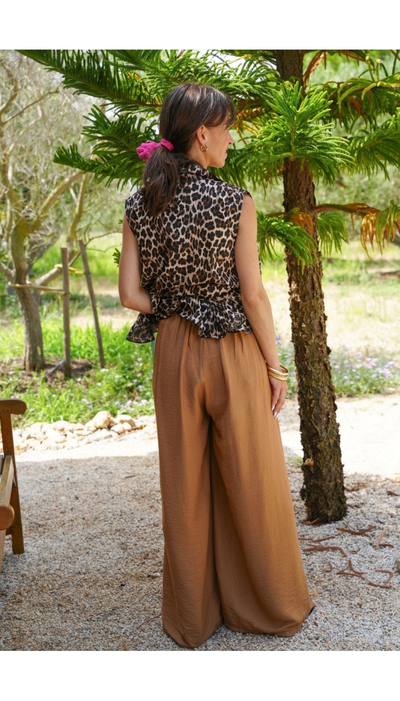 Pantalon Fluide Camel EVRA - Élégance et Confort Chic