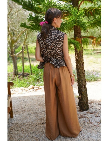 Pantalon Fluide Camel EVRA - Élégance et Confort Chic