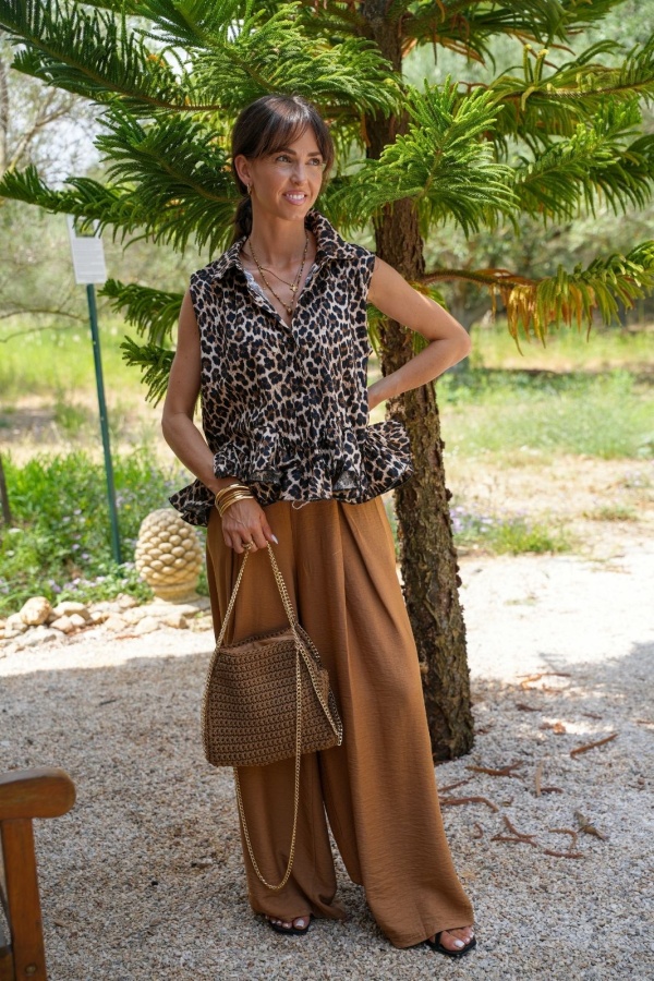 Pantalon Fluide Camel EVRA - Élégance et Confort Chic
