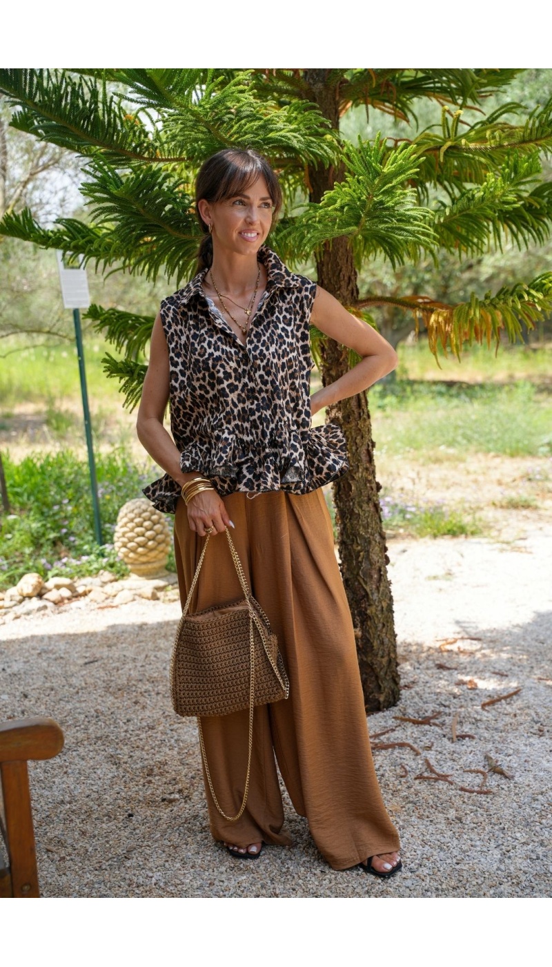 Pantalon Fluide Camel EVRA - Élégance et Confort Chic
