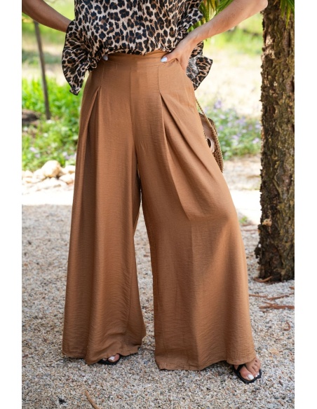 Pantalon Fluide Camel EVRA - Élégance et Confort Chic