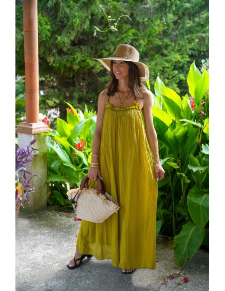 Robe Longue Olive SALEMO - Élégance en Vente!