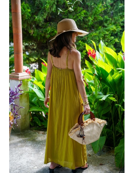 Robe Longue Olive SALEMO - Élégance en Vente!