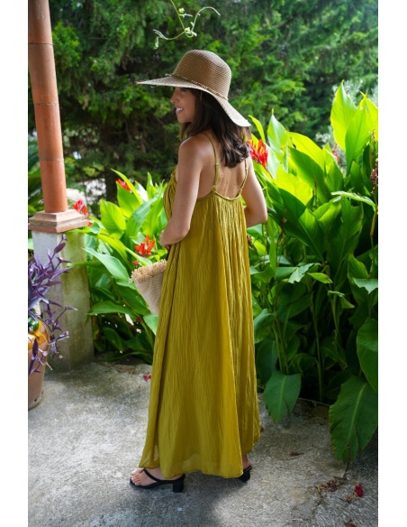 Robe Longue Olive SALEMO - Élégance en Vente!