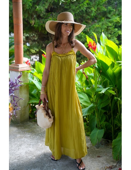 Robe Longue Olive SALEMO - Élégance en Vente!