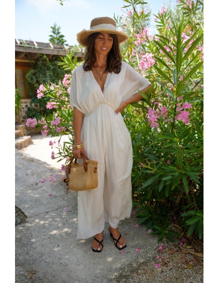 Robe Longue Tressée Ecru VISEU - Élégance et Confort