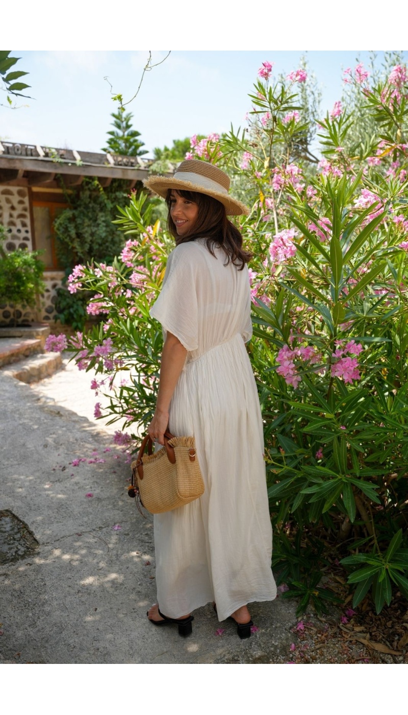 Robe Longue Tressée Ecru VISEU - Élégance et Confort