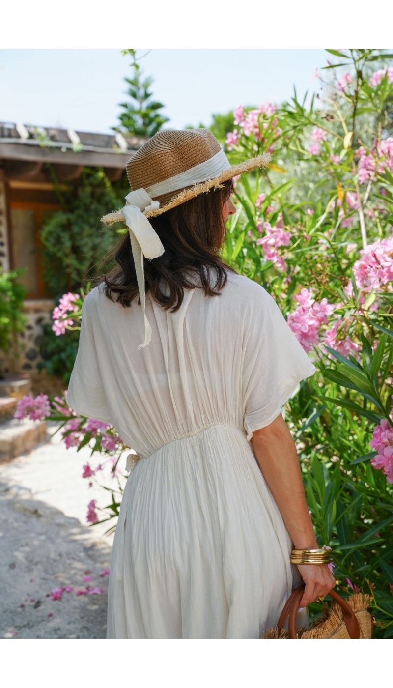 Robe Longue Tressée Ecru VISEU - Élégance et Confort