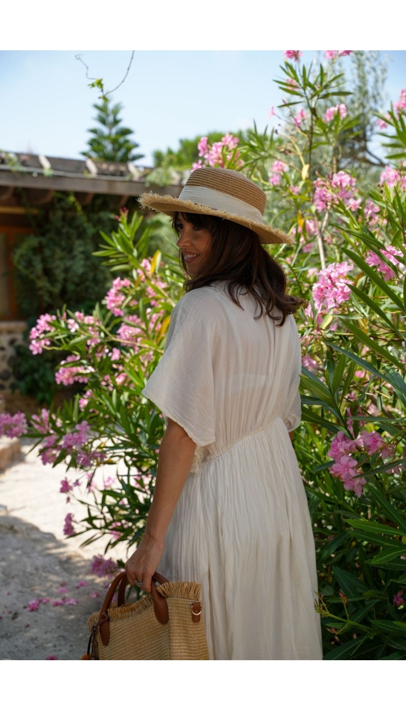 Robe Longue Tressée Ecru VISEU - Élégance et Confort