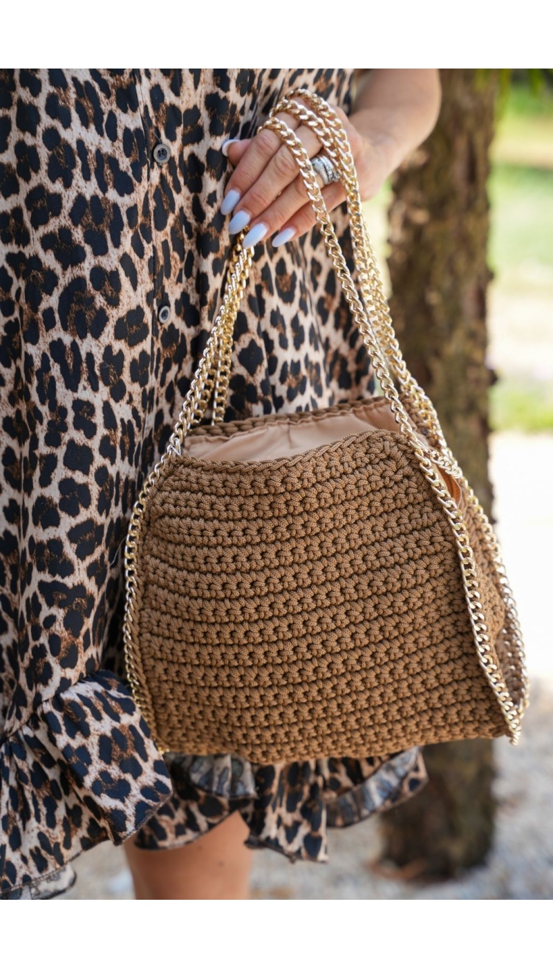 Sac Chaîne Doré Camel LISE - Élégance et Style à Domicile