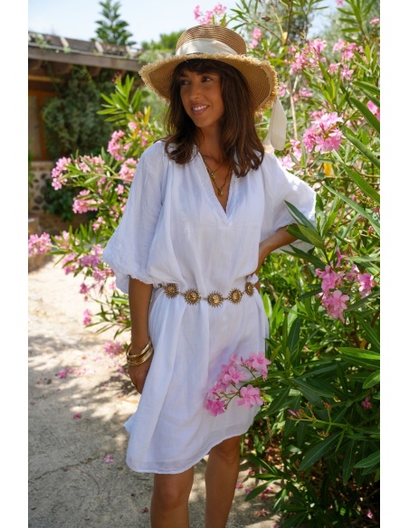 Robe Fluide Blanche COCO - Élégance et Confort à Domicile