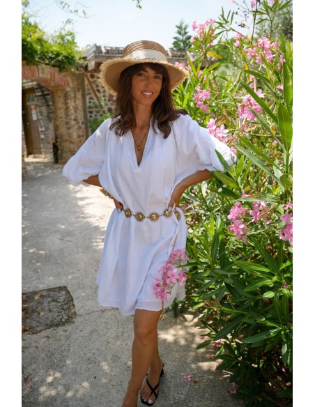 Robe Fluide Blanche COCO - Élégance et Confort à Domicile