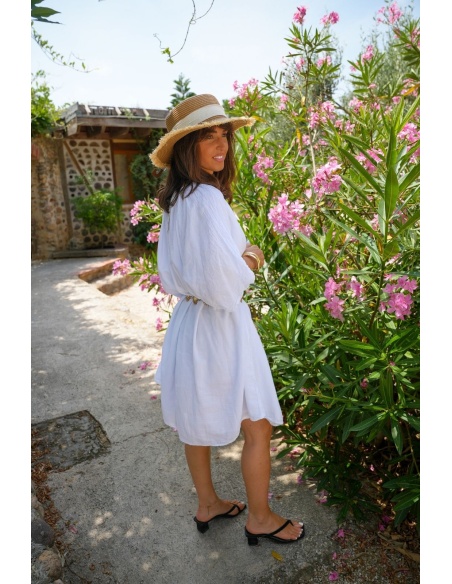 Robe Fluide Blanche COCO - Élégance et Confort à Domicile