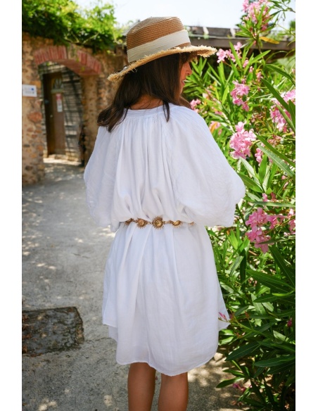 Robe Fluide Blanche COCO - Élégance et Confort à Domicile