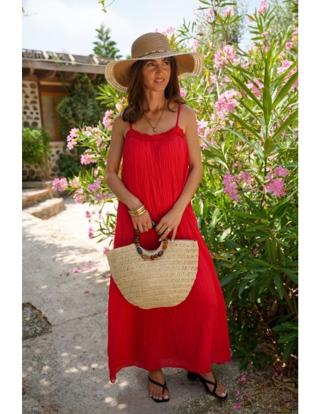 Robe Longue Rouge SALEMO - Élégance à Prix Réduit!