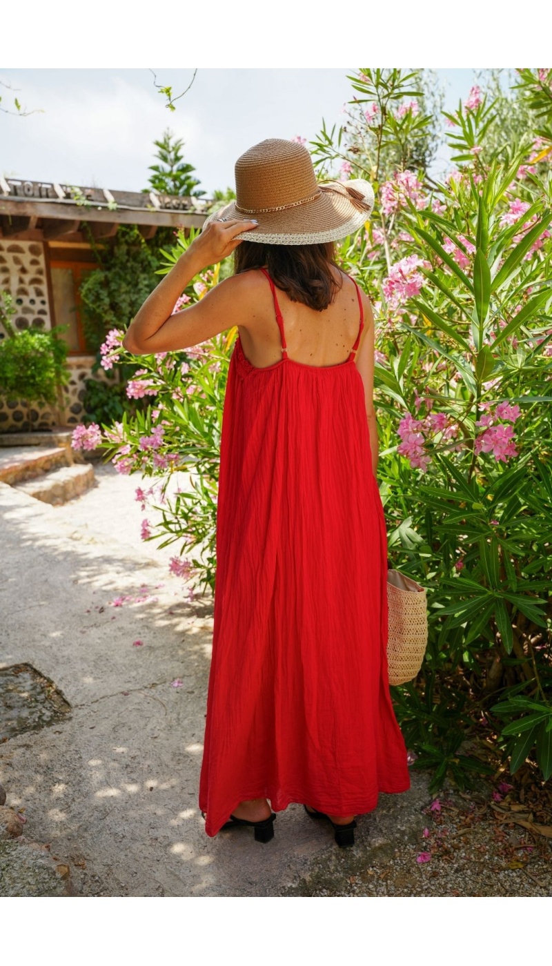 Robe Longue Rouge SALEMO - Élégance à Prix Réduit!