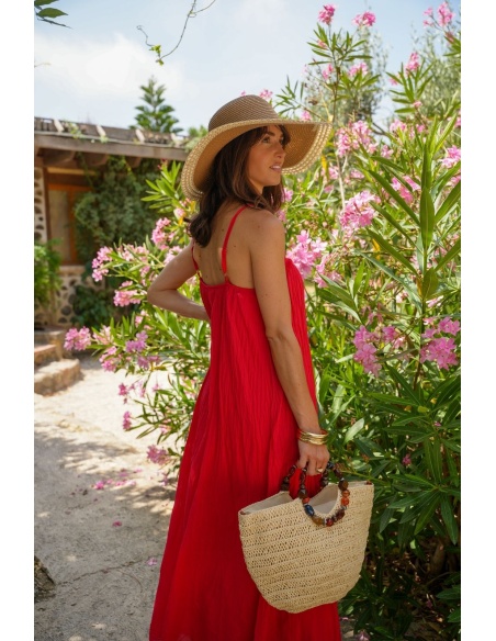 Robe Longue Rouge SALEMO - Élégance à Prix Réduit!