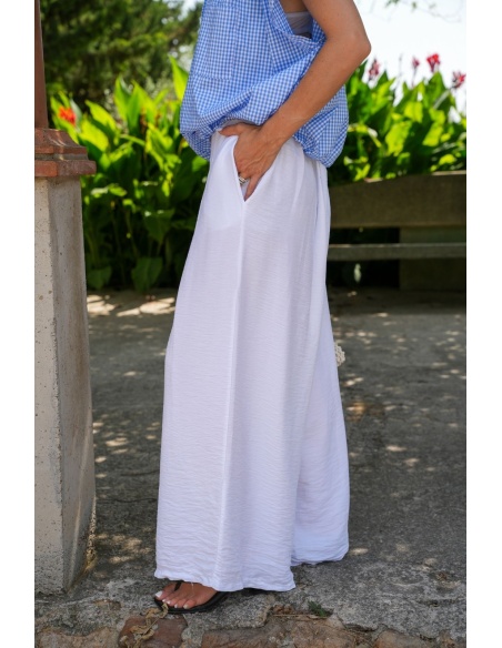 Pantalon Fluide Blanc EVRA - Élégance et Confort Chic