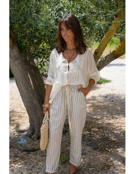 Pantalon Rayé Marine ROSY