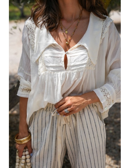 Blouse Brodé Ecru Banditas TRAIANO