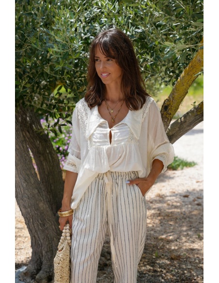 Blouse Brodé Ecru Banditas TRAIANO