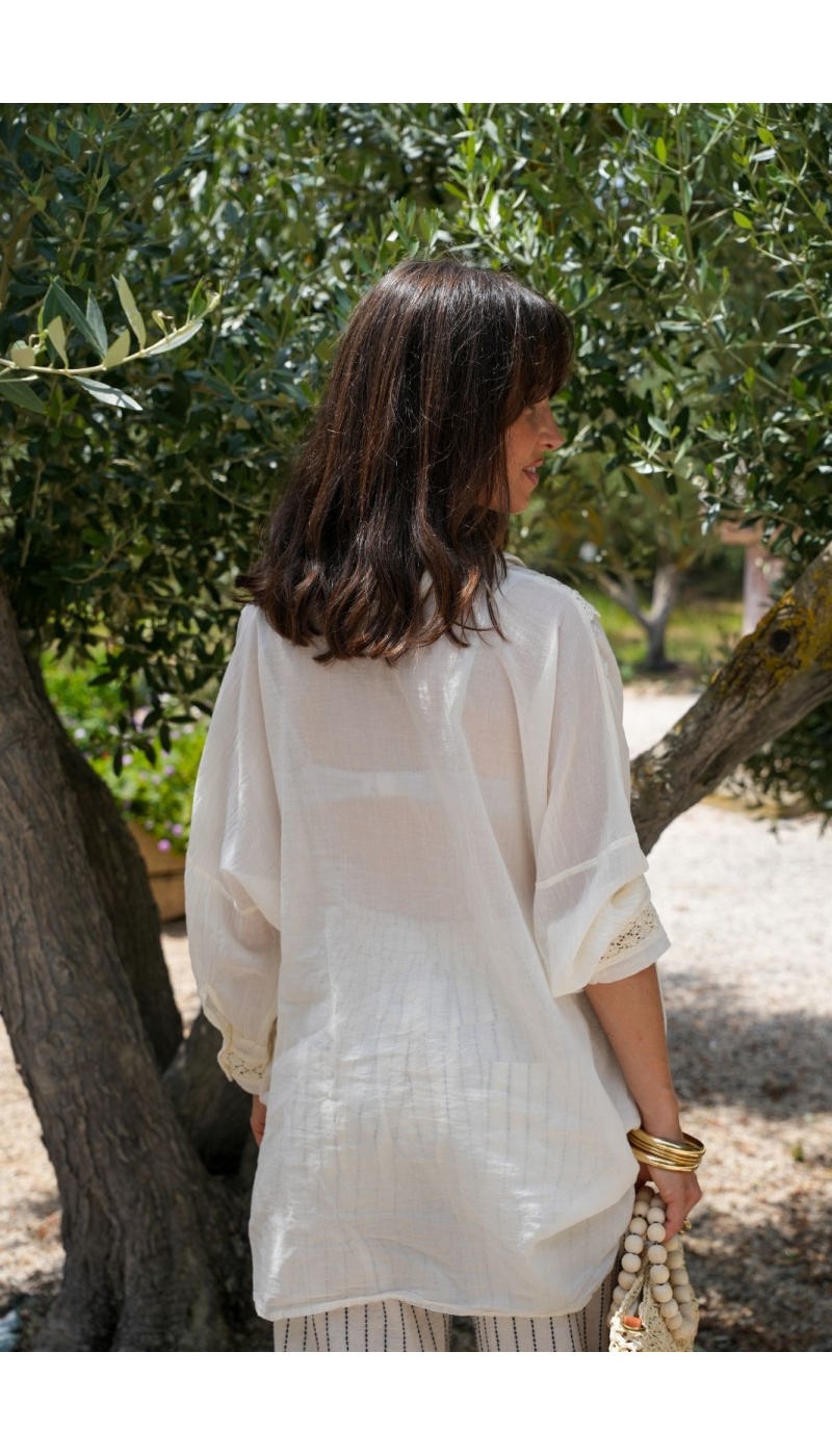 Blouse Brodé Ecru Banditas TRAIANO