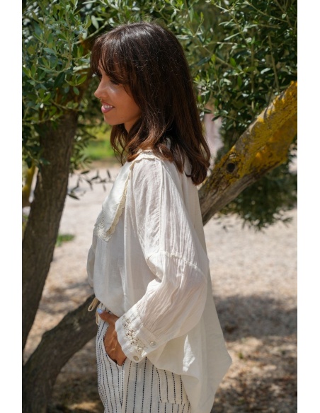 Blouse Brodé Ecru Banditas TRAIANO