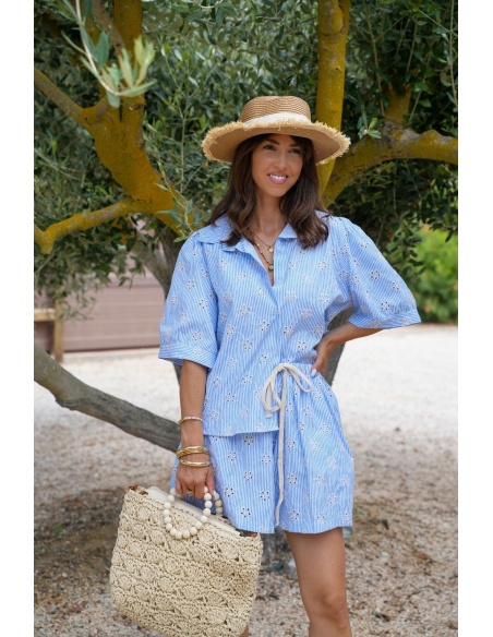 Short Rayé Broderie Ciel BIVONA