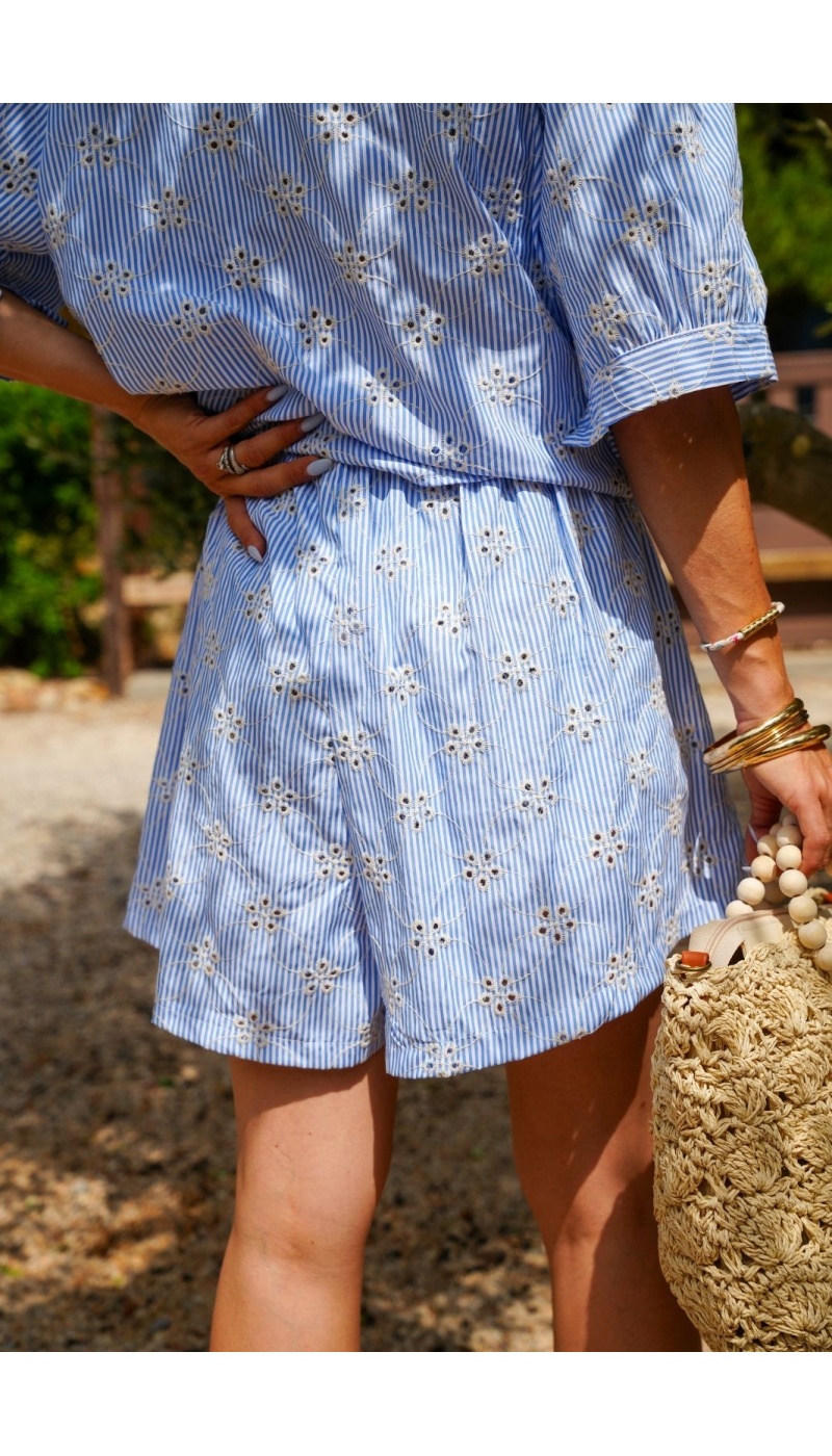 Short Rayé Broderie Ciel BIVONA