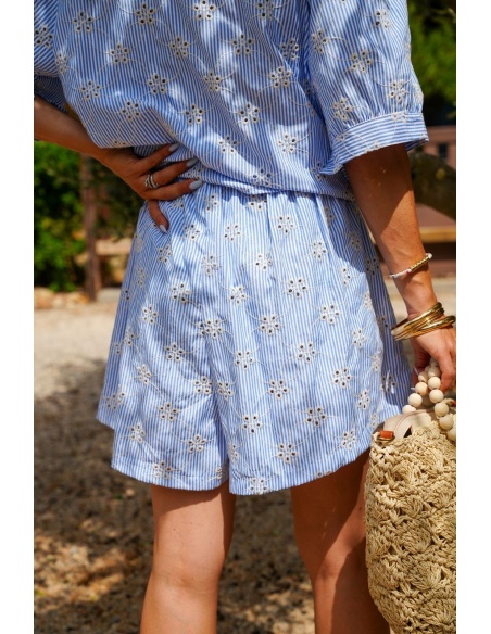 Short Rayé Broderie Ciel BIVONA