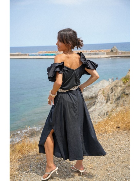 Schwarzes Rüschenkleid CASERTA Noho - 2 | Willkommen