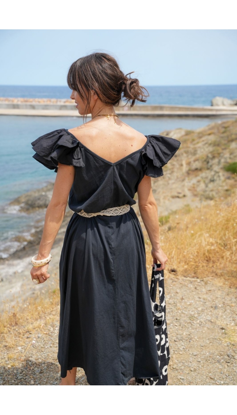 Schwarzes Rüschenkleid CASERTA Noho - 6 | Willkommen