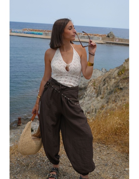 Pantalon Choco Clouté MAGLIE Noho - 3 | Accueil