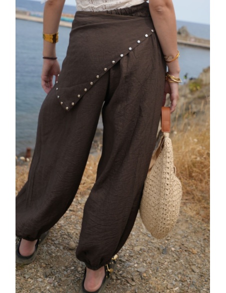 Pantalon Choco Clouté MAGLIE Noho - 4 | Accueil