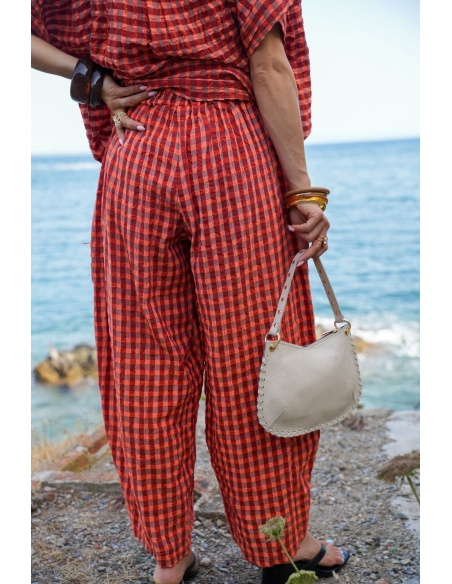 Pantalon Carreaux Orange SIENNE Noho - 4 | Accueil