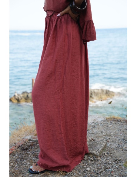 Pantalon Fluide Brique LIORA Noho - 3 | Accueil